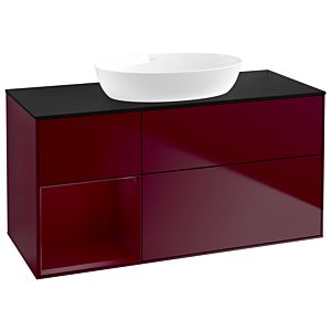 Villeroy und Boch Finion Waschtischunterschrank GA62HBHB 120cm, Abdeckplatte black matt, Emotion, Regale Peony matt lacquer, Peony Matt