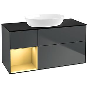 Villeroy und Boch Finion Waschtischunterschrank GA62HFHG 120cm, Abdeckplatte black matt, Emotion, Regale Gold matt lacquer, Midnight Blue Matt Lacquer