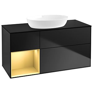 Villeroy and Boch Finion Villeroy and Boch Finion GA62HFPD 120cm, cover plate black matt, Emotion, shelves gold matt lacquer, black matt lacquer