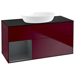 Villeroy und Boch Finion Waschtischunterschrank GA62HGHB 120cm, Abdeckplatte black matt, Emotion, Regale Midnight matt lacquer, Peony Matt