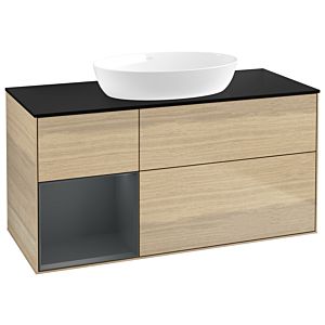 Villeroy et Boch Finion Villeroy et Boch GA62HGPC 120cm, plaque de recouvrement noire mate, Emotion, étagères laqué mat Midnight, Oak Veneer