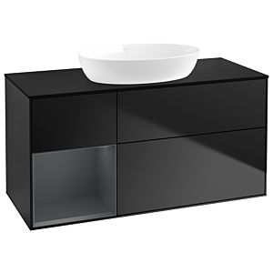 Villeroy und Boch Finion Waschtischunterschrank GA62HGPD 120cm, Abdeckplatte black matt, Emotion, Regale Midnight matt lacquer, Black matt lacquer