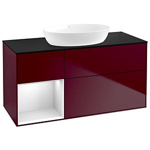 Villeroy et Boch Finion Villeroy et Boch GA62MTHB 120cm, plaque de finition noire mate, Emotion, étagères Peony Matt blanc mat, Peony Matt