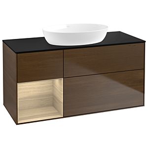 Villeroy et Boch Finion GA62PCGN 120cm, plaque de recouvrement noir mat, emotion, étagères Oak Veneer , placage Oak Veneer