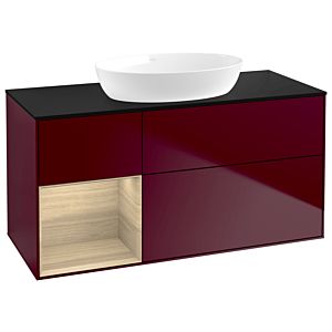 Villeroy und Boch Finion Waschtischunterschrank GA62PCHB 120cm, Abdeckplatte black matt, Emotion, Regale Oak Veneer, Peony Matt