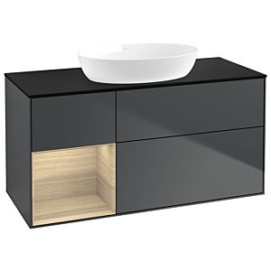 Villeroy und Boch Finion Waschtischunterschrank GA62PCHG 120cm, Abdeckplatte black matt, Emotion, Regale Oak Veneer, Midnight Blue Matt Lacquer