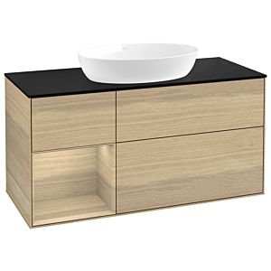 Villeroy et Boch Finion Villeroy et Boch GA62PCPC 120cm, plaque de recouvrement noir mat, emotion, étagères Oak Veneer , Oak Veneer