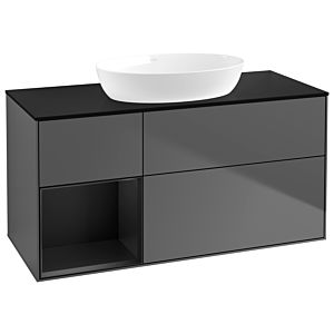 Villeroy und Boch Finion Waschtischunterschrank GA62PDGK 120cm, Abdeckplatte black matt, Emotion, Regale Black matt lacquer, Anthracite matt