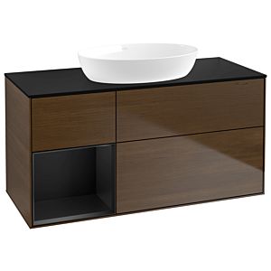 Villeroy and Boch Finion Villeroy and Boch Finion GA62PDGN 120cm, cover plate black matt, Emotion, shelves black matt lacquer, walnut veneer