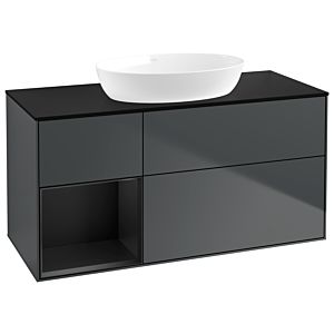 Villeroy und Boch Finion Waschtischunterschrank GA62PDHG 120cm, Abdeckplatte black matt, Emotion, Regale Black matt lacquer, Midnight Blue Matt Lacquer