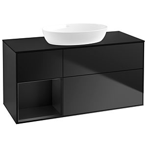 Villeroy und Boch Finion Waschtischunterschrank GA62PDPD 120cm, Abdeckplatte black matt, Emotion, Regale Black matt lacquer, Black matt lacquer