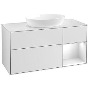 Villeroy and Boch Finion Villeroy and Boch Finion GA71GFMT 120cm, cover plate white matt, Emotion, shelves Glossy white lacquer, white matt lacquer