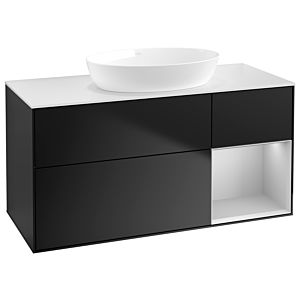 Villeroy und Boch Finion Waschtischunterschrank GA71GJPD 120cm, Abdeckplatte white matt, Emotion, Regale Light grey matt lacquer, Black matt lacquer