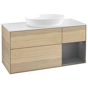 Villeroy and Boch Finion Villeroy and Boch Finion GA71GKPC 120cm, cover plate white matt, Emotion, shelves anthracite matt lacquer, Oak Veneer