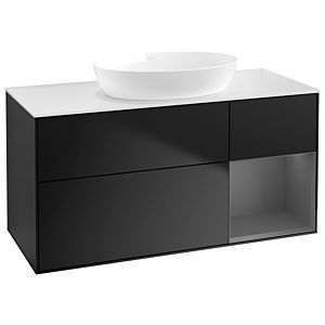 Villeroy und Boch Finion Waschtischunterschrank GA71GKPD 120cm, Abdeckplatte white matt, Emotion, Regale Anthracite matt lacquer, Black matt lacquer