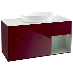 Villeroy et Boch Finion Villeroy et Boch GA71GMHB 120cm, plaque de recouvrement blanc mat, Emotion, étagères laqué olive mat, Peony Matt