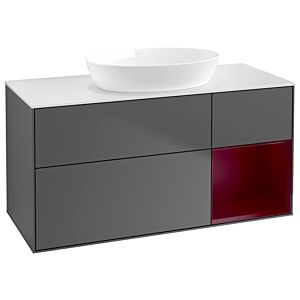 Villeroy et Boch Finion Villeroy et Boch GA71HBGK 120cm, plaque de recouvrement blanc mat, Emotion, étagères Peony laqué mat, anthracite mat