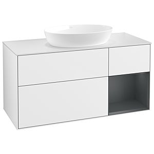 Villeroy und Boch Finion Waschtischunterschrank GA71HGGF 120cm, Abdeckplatte white matt, Emotion, Regale Midnight matt lacquer, Glossy white lacquer