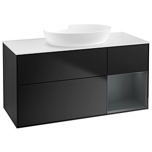 Villeroy und Boch Finion Waschtischunterschrank GA71HGPD 120cm, Abdeckplatte white matt, Emotion, Regale Midnight matt lacquer, Black matt lacquer
