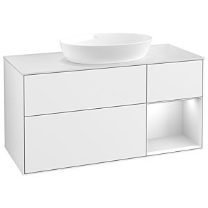Villeroy und Boch Finion Waschtischunterschrank GA71MTGF 120cm, Abdeckplatte white matt, Emotion, Regale White matt lacquer, Glossy white lacquer