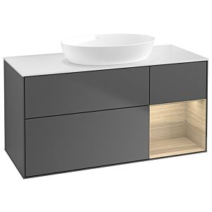 Villeroy und Boch Finion Waschtischunterschrank GA71PCGK 120cm, Abdeckplatte white matt, Emotion, Regale Oak Veneer, Anthracite matt