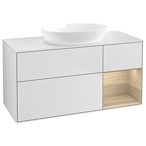 Villeroy und Boch Finion Waschtischunterschrank GA71PCMT 120cm, Abdeckplatte white matt, Emotion, Regale Oak Veneer, White matt lacquer