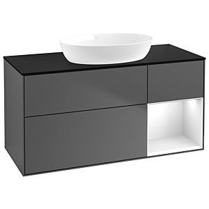 Villeroy and Boch Finion Villeroy and Boch Finion GA72GFGK 120cm, cover plate black matt, Emotion, shelves Glossy white lacquer, anthracite matt
