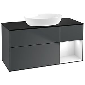 Villeroy et Boch Finion Villeroy et Boch GA72GFHG 120cm, plaque de recouvrement noir mat, Emotion, étagères Laque blanche brillante, Midnight Blue Matt Lacquer