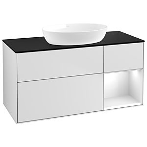 Villeroy and Boch Finion Villeroy and Boch Finion GA72GFMT 120cm, cover plate black matt, Emotion, shelves Glossy white lacquer, white matt lacquer