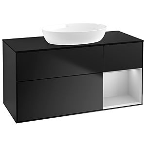 Villeroy und Boch Finion Waschtischunterschrank GA72GJPD 120cm, Abdeckplatte black matt, Emotion, Regale Light grey matt lacquer, Black matt lacquer