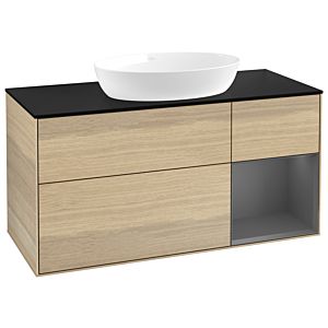 Villeroy and Boch Finion Villeroy and Boch Finion GA72GKPC 120cm, cover plate black matt, Emotion, shelves anthracite matt lacquer, Oak Veneer