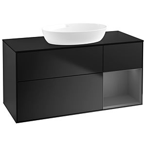 Villeroy et Boch Finion Villeroy et Boch GA72GKPD 120cm, plaque de recouvrement noir mat, Emotion, étagères laqué anthracite mat, laqué noir mat