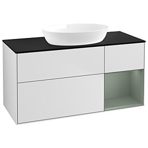 Villeroy and Boch Finion Villeroy and Boch Finion GA72GMMT 120cm, cover plate black matt, Emotion, shelves olive matt lacquer, white matt lacquer