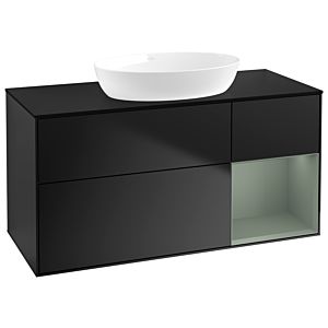 Villeroy et Boch Finion Villeroy et Boch GA72GMPD 120cm, plaque de recouvrement noir mat, Emotion, étagères laqué olive mat, laqué noir mat