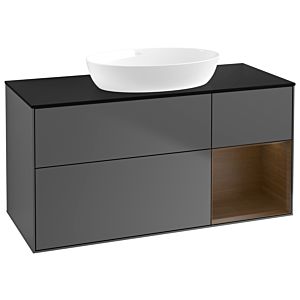 Villeroy et Boch Finion GA72GNGK 120cm, plaque de recouvrement noire mate, Emotion, étagères Walnut Veneer , anthracite mat