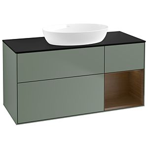 Villeroy et Boch Finion Villeroy et Boch GA72GNGM 120cm, plaque de recouvrement noir mat, emotion, étagères Walnut Veneer , Olive Matt Lacquer