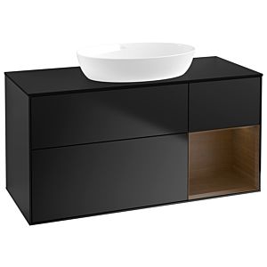 Villeroy und Boch Finion Waschtischunterschrank GA72GNPD 120cm, Abdeckplatte black matt, Emotion, Regale Walnut Veneer, Black matt lacquer