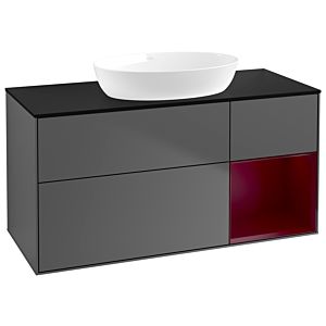 Villeroy and Boch Finion Villeroy and Boch Finion GA72HBGK 120cm, cover plate black matt, Emotion, shelves Peony matt lacquer, anthracite matt