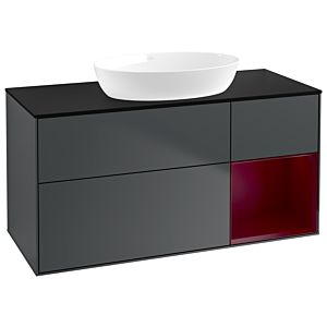 Villeroy et Boch Finion Villeroy et Boch GA72HBHG 120cm, plaque de recouvrement noir mat, Emotion, étagères Peony laqué mat, Midnight Blue Matt Lacquer