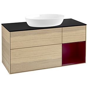 Villeroy et Boch Finion Villeroy et Boch GA72HBPC 120cm, plaque de recouvrement noir mat, Emotion, étagères Peony laqué mat, Oak Veneer