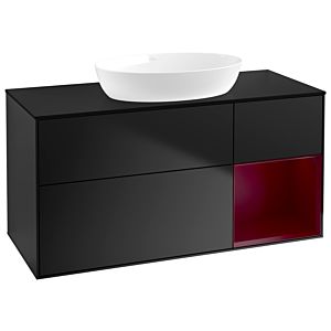 Villeroy und Boch Finion Waschtischunterschrank GA72HBPD 120cm, Abdeckplatte black matt, Emotion, Regale Peony matt lacquer, Black matt lacquer