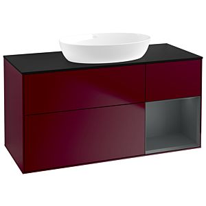 Villeroy und Boch Finion Waschtischunterschrank GA72HGHB 120cm, Abdeckplatte black matt, Emotion, Regale Midnight matt lacquer, Peony Matt