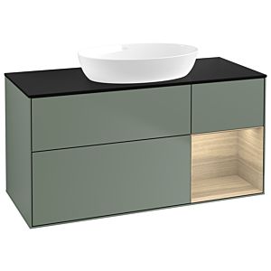 Villeroy et Boch Finion Villeroy et Boch GA72PCGM 120cm, plaque de recouvrement noir mat, emotion, étagères Oak Veneer , Olive Matt Lacquer