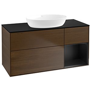 Villeroy and Boch Finion Villeroy and Boch Finion GA72PDGN 120cm, cover plate black matt, Emotion, shelves black matt lacquer, walnut veneer