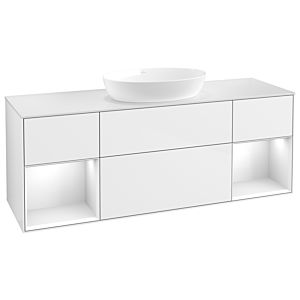 Villeroy et Boch Finion Villeroy et Boch GD01GFGF 120cm, plaque de recouvrement blanc mat, Emotion, étagères Laque blanche brillante, Laque blanche brillante