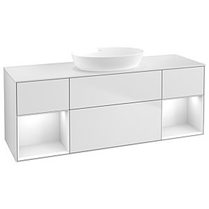 Villeroy und Boch Finion Waschtischunterschrank GD01GFMT 120cm, Abdeckplatte white matt, Emotion, Regale Glossy white lacquer, White matt lacquer