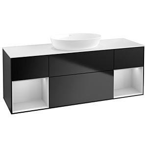 Villeroy und Boch Finion Waschtischunterschrank GD01GJPD 120cm, Abdeckplatte white matt, Emotion, Regale Light grey matt lacquer, Black matt lacquer