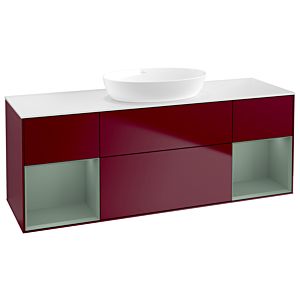 Villeroy et Boch Finion Villeroy et Boch GD01GMHB 120cm, plaque de recouvrement blanc mat, Emotion, étagères laqué olive mat, Peony Matt