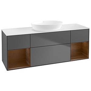 Villeroy et Boch Finion GD01GNGK 120cm, plaque de recouvrement blanc mat, Emotion, étagères Walnut Veneer , anthracite mat