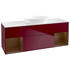 Villeroy et Boch Finion Villeroy et Boch GD01GNHB 120cm, plaque de recouvrement blanc mat, emotion, étagères Walnut Veneer , Peony Matt